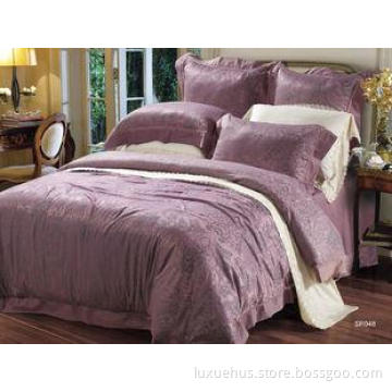 Cotton Rayon Luxury Bed Sets Bedroom Purple Jacquard Duvet